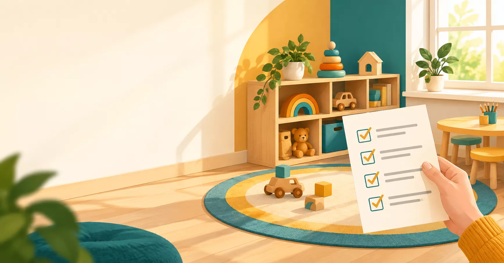a-parent-holding-a-checklist-of-questions-during-a-nursery-tour